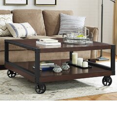 Square coffee table with outlet wheels